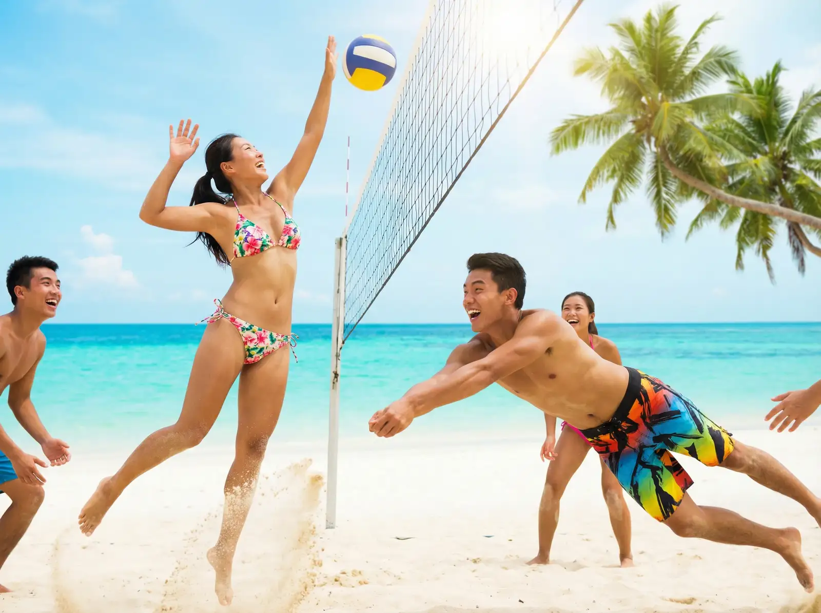 爱情岛-爱情岛官网|热帖推荐|互动社区|精华帖子 嘉宾们在沙滩上打排球